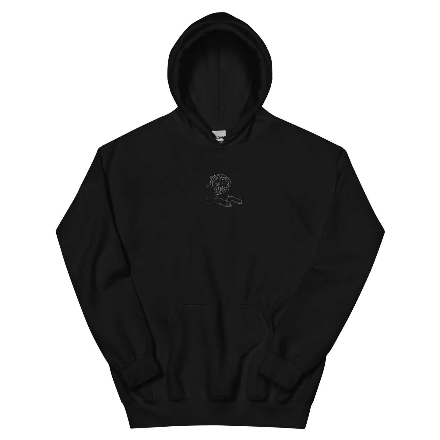 Custom unisex Hoodie: Embroidered outline small center front