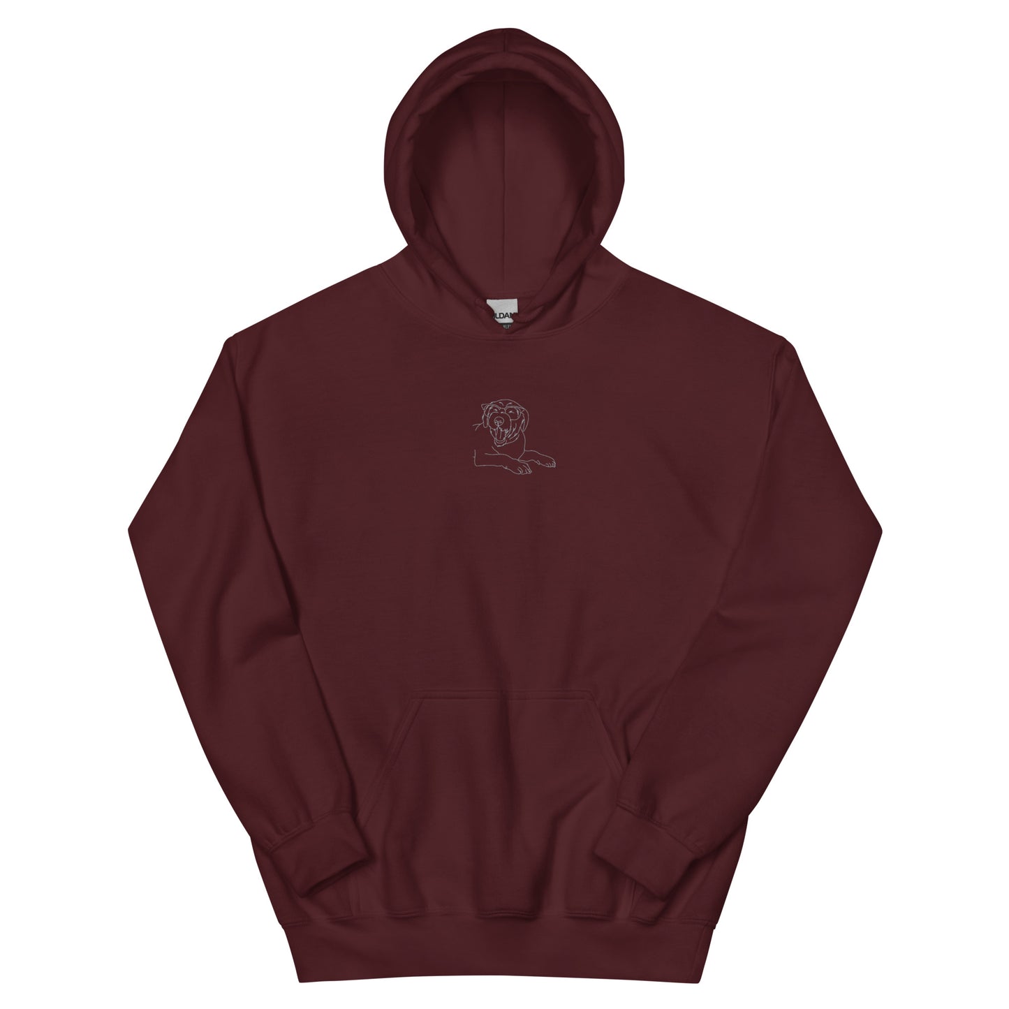 Custom unisex Hoodie: Embroidered outline small center front