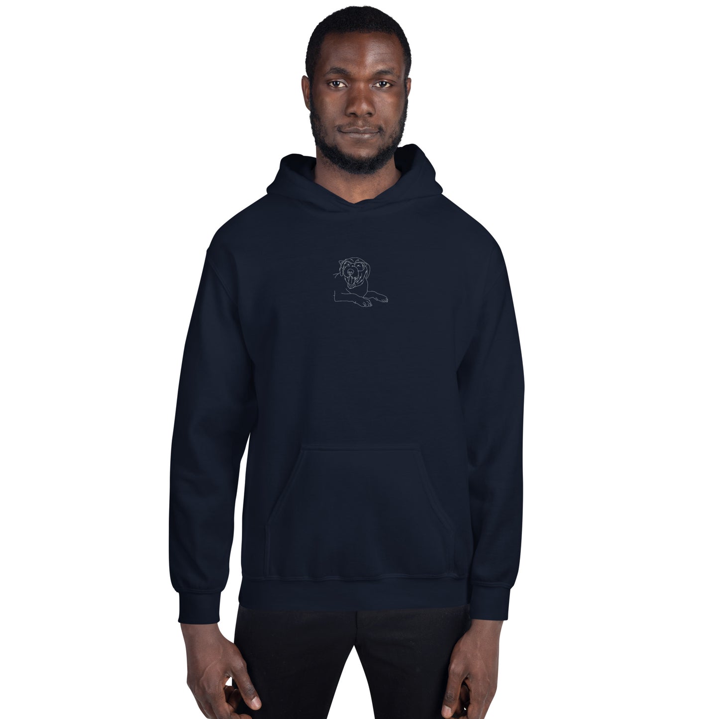 Custom unisex Hoodie: Embroidered outline small center front